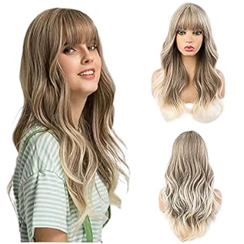 Amazon.co.jp: 前髪のあるオンブルウィッグダークブロンド