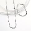 HSWYFCJY Necklace Bracelet Set for Men Women Silver Figaro Necklace Bracelet Stainless Steel Chain 20 Inch Jewellery Gifts for Birthday Christmas #4