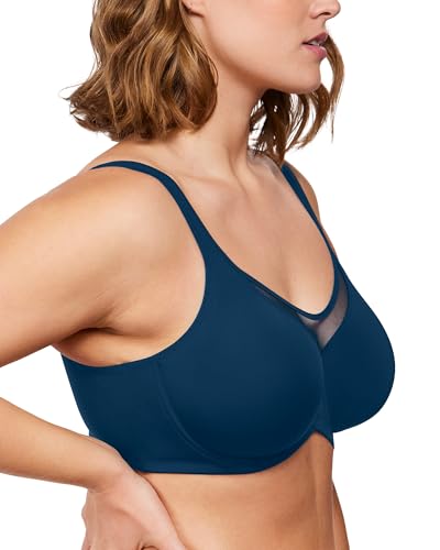 Image of HSIA Minimizer Bras for Women Plus Size, Full Coverage Coolcomfort T Shirt Unlined Bra with Underwire for Heavy Breast, Oceana Blue 34C