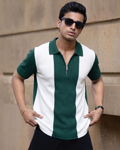 Image of AUSK Men Printed Polo Neck Cotton Blend T-Shirt (Regular Fit, Half Sleeve) || Tshirts for Mens