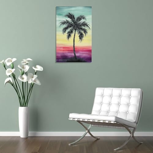 Toile murale palmier tropical decoration interieure maison 40x60