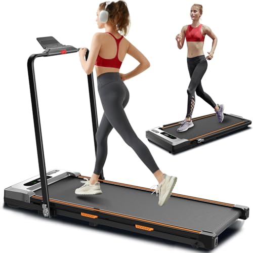Under Desk Treadmill, Walking Pad 3 in 1 Folding Treadmill, Walking Jogging Treadmills for Home Office, 2.5HP Low-Noise Treadmill LED Display and Knob Speed Adjustment EHGB005