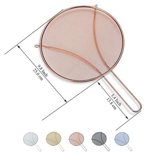 Evanda 25 CM Rose Gold Splatter Screen for Cooking Stainless Steel Fine Mesh for Frying Pan Grease Guard for Pan to Stop Hot Oil Splatter Protect the Skin from Burns - Image 2