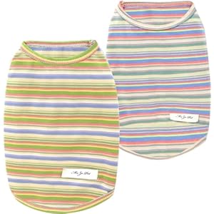 Dog Striped T-Shirt, YAODHAOD Summer Breathable Cotton Shirts, Dog Soft Tank Top Sleeveless Vest Dog T-Shirt for Small Medium Dog Cat Clothes (Pack of 2) (XL)