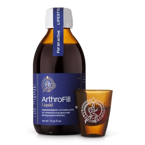 Arthro Fill Liquid Hyaluron Drink - veganes Nahrungsergänzungsmittel mit Hyaluronsäure, Vitamin C, Zink & Mangan - zur Unterstützung von Knochen, Knorpel und Bindegewebe* - 250 ml - Made in Germany