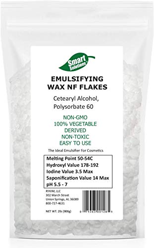 Smart Solutions Non-GMO Emulsifying Wax NF Flakes | 100% Vegetable Derived Non-Toxic Easy to Use (8 oz) | Cosmetic Grade, Resealable Bag