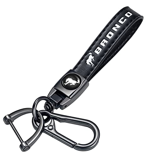 TACOMA Genuine Leather Car Keychain for Ford Bronco Sport Key Chain Family Present Key Ring Accessories(Black)