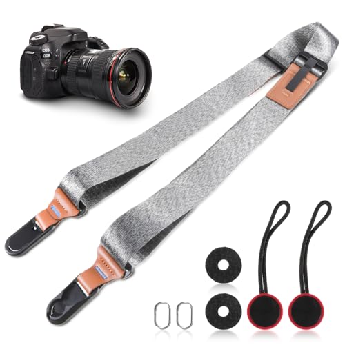 ueslwser Tracolla per fotocamera regolabile con sistema di sgancio rapido, per fotocamera SLR DSLR digitale o mirrorless Camera, 140 cm (grigio), grigio., 140 cm
