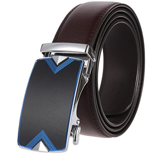 Umerk Cinto de homem cinto de moda liga automática fivela cinto de negócios decoração casual cintos (Belt Length : 140 cm, cor: Auburn)