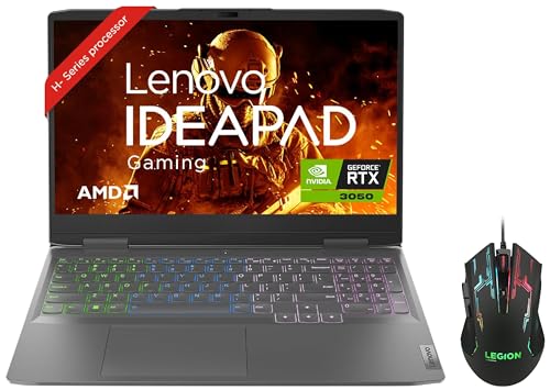 Image of Lenovo IdeaPad Gaming 3 AMD Ryzen 5 6600H 15.6 inch (39.62cm) FHD IPS 120Hz Gaming Laptop (8GB /512GB SSD /Win 11 /NVIDIA RTX 3050 4GB /RGB Keyboard /Alexa /Onyx Grey /2.32Kg), 82SB00V4IN + M200 Gaming Mouse