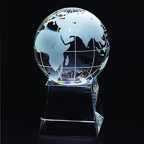 Customizable 6 Inch Height Two Piece Optical Crystal Globe on Base Award, Includes Personalization