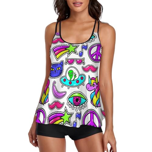 Robe de plage maillot de bain tankini licorne deux pièces avec shorty confortable