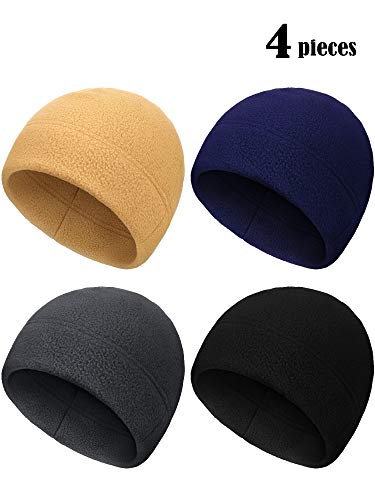 4 Pieces Winter Warm Watch Cap Soft Polar Fleece Beanie Hat Thick Windproof