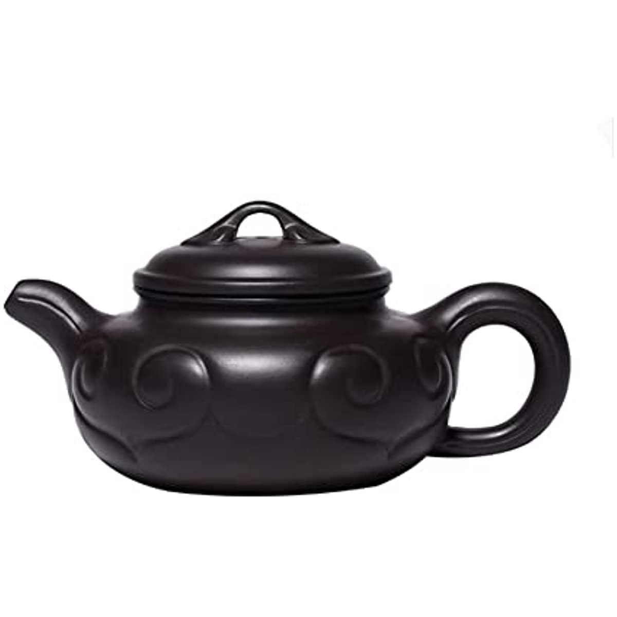 Service à thé Kungfu en céramique, théière Violette de 200 ML avec Filtre à Bille, en Terre Noire Brute, idéal pour Les Pique-niques et Les Voyages.