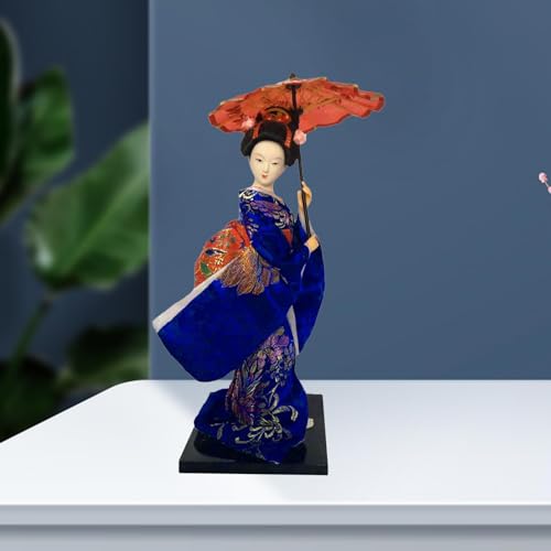 Fenteer Ethnic Japanese Geisha Dolls, Asian Geisha Doll, Free Standing Sculpture Girl Statue, Kimono Dolls for Tabletop Shelf Decor, Style A - Thumbnail 7