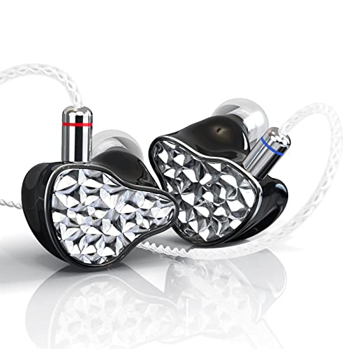 BASN Bmaster in Ear Monitor Headphones, Quad Driver(1DD+3BA) HiFi Earbuds Noise-Isolating Earphones for Musician Singer Dj Drummer Audiophile (2nd Generation, Silver)