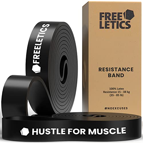 Freeletics Widerstandsband | Resistance Bands für Frauen & Männer | Fitness Band für verbesserte Klimmzugtechnik & effektiveres Bodyweight-Training | Mittlere Zugkraft (15-38 kg), Schwarz, 29 mm Cover