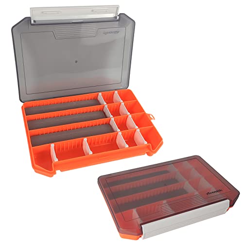 Aventik Fly Hook Lure Tackle Box Portable Jig Head Storage Ice Box Crappie Bass Lure Box Jig Storage Fishing Tackle Box 8.2x5.4x1.0inch (Orange with foam)