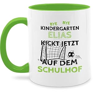 Tasse Tassen 325ml personalisiert mit Namen – Einschulung Geschenke Tasse bedruckt mit – Bye Bye Kindergarten – kickt…