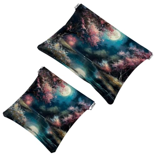 Rimani organizzato: 2 sacchetti per schegge di paesaggi bellissimi sotto la luna-28 - la tua borsa per il trucco Multicolore