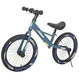 OOFAYJIA Laufrad ab 4-8 Jahre, 16 Zoll Leicht Kinderlaufrad mit Sattel höhenverstellbar, Ständer, bunten Lufträdern, Balance Fahrrad für Jungen Mädchen,Blau
