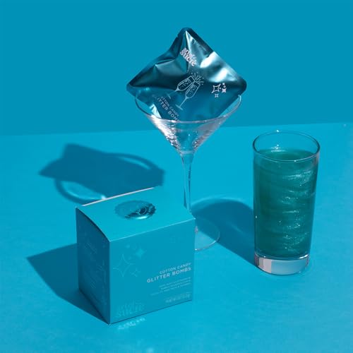 Image of Art of Sucre Teal Cotton Drink Candy Glitter Bombs, Edible Glitter, Drop into Drinks, 4 Pieces