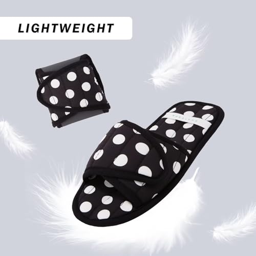 Image of EUXTERPA Women Travel Slippers, Adjustable Ladies Slipper, Lightweight Easy Carry Foldable Travel Slippers with Storage Bag