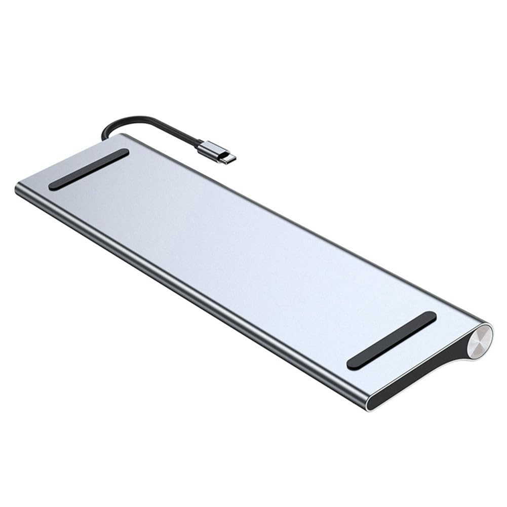 Stacja dokująca 11 w 1 typu C, koncentrator USB 3.0, rozdzielacz, adapter wieloportowy, 4K, kompatybilna z RJ45, SD/TF, VGA, PD, Audio, podstawka pod laptopa