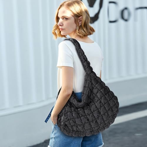 Image of seOSTO Puffer Bag for Women Puffer Tote Bag Quilted Tote Bag