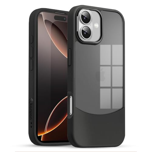Image of KARWAN️Fusion Edge Leather Transparent Mobile Back Case | Slim Fit | Anti-Fingerprint| Scratch-Resistant | Premium Grip | Shockproof case | Back Cover for iPhone 16 || Black