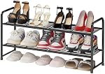 Simple Shoe Rack 2 Tier 27 Inch Wide, Heavy Duty Metal Closet Shoe Organizer Shelf for Entryway, Front Door, Black