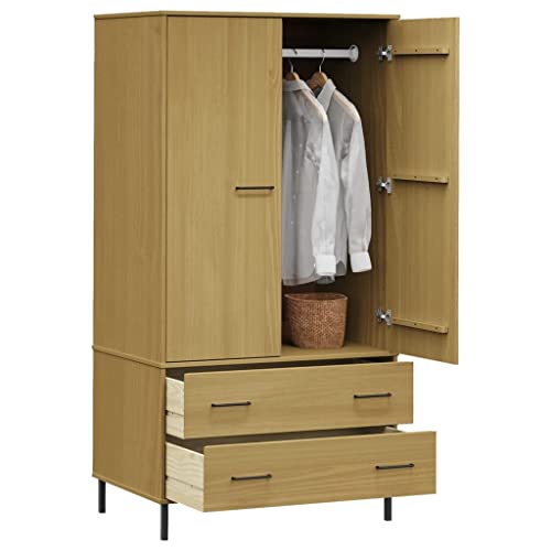 Armadio de madera OSLO 90x55 cm con patas de metal marrón para dormitorio 5