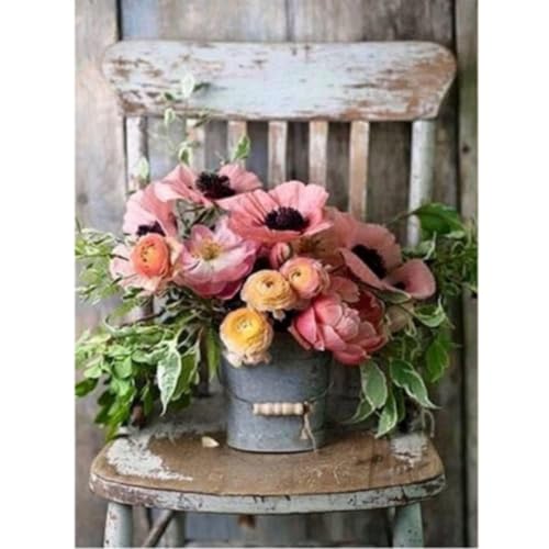 LOITTAINUE Malen Nach Zahlen Erwachsene Blumen - DIY Handgemalt Ölgemälde Leinwand Kits mit 3 Pinsel und Acrylpigment für Frauen Home Deko Geburtstag Weihnachten Geschenk - 40 x 50 cm (Ohne Rahmen)