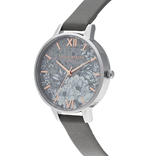 Olivia Burton Analogue Quartz Watch for Women with Dark Grey Vegan Leather Strap - OB16TZ05