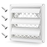 4" Louvered Dryer Vent Cover by Beaquicy - Outdoor White Exhaust Cap with Aluminum Built-in Pest Guard Screen & Screws for 4 Inch Opening Hood Duct