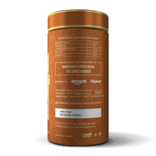Image of House of Hindraj The Spicy Maharaja Ginger Masala Tea Loose Leaves 180 g Organic Kadak Chai with Real Ginger Warming, Digestive Aid, Rich Aroma, Strong Flavor