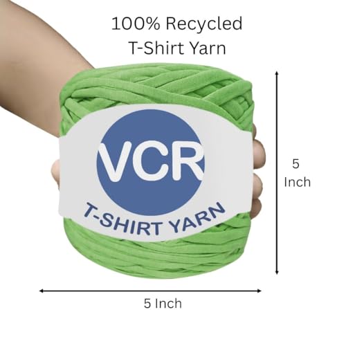 Image of VCR Fern Green Big T-Shirt Yarn, 100 Meters Length, Recycled & Fashionable Craft Yarn, Pack of 1, Suitable for Crochet, Knitting & DIY Bags, Baskets, Cushions & Home Decor Projects