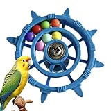 Parrot Play Gear - Juguete giratorio para masticar, actividad de molino de viento, dispositivo de entretenimiento atractivo, accesorio de jaula estimulante para guacamayo, gris africano, Conure