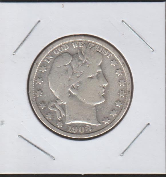 1908 S Barber or Liberty Head (1892-1915) (90% Silver) Half Dollar Very Fine +
