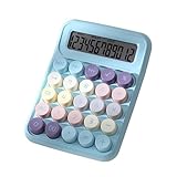Maxtonser Mechanischer Taschenrechner Tischrechner mit 12-stelligem großem LCD-Display und großen mechanischen Tasten für die Schule