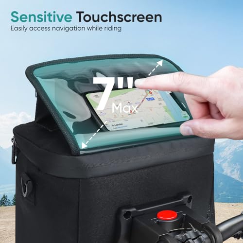BugyKido 6L fahrradtasche vorne Lenker, Wasserdichter Fahrradkorb vorne Tasche, Vorn Lenkertaschen Mit Handy Touchscreen Und Mobiltelefon Halter, Kompatibel mit 7-Zoll-Geräten