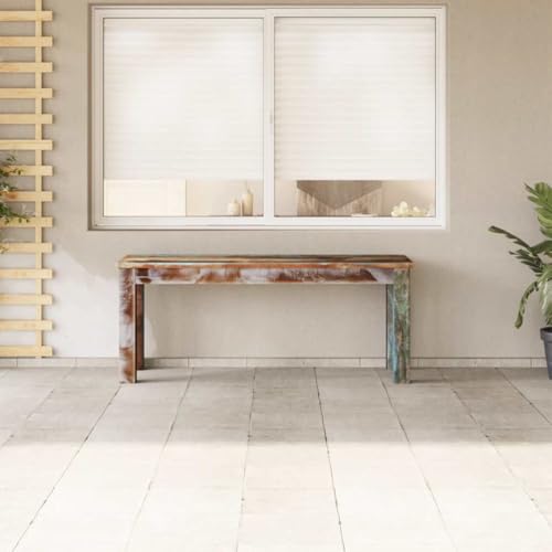 Banc en bois vieilli massif rustique multicolore 110x35x45 cm - 4