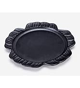 globe faith Handmade Ceramic Dinner Plates (Metallic Black, 9-Inch)