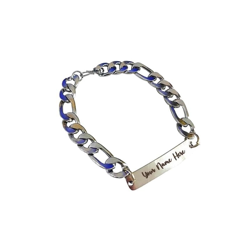 SAVRI Personalized Unisex Strap Bracelet with choice of Name,Text or Logo on Metal Band | Best Customized Gift for all special occasions,birthdays,anniversary,Friendship day. (Steel Chain Bracelet) (B0BDRV4HXY) Amazon Price History, Amazon Price Tracker
