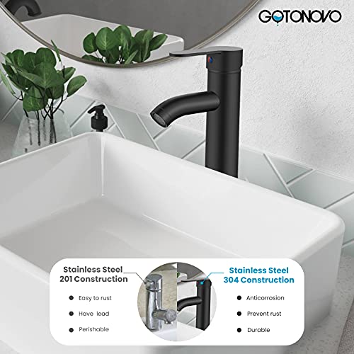 Gotonovo Bathroom Vessel Sink Faucet Single Handle Matte Black Lavatory Vanity Mixer Tap Tall Spout Single Hole thumb #1