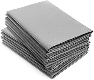 LivinEase Cotton Cloth Napkins Set of 12-100% Organic Cotton 46 x 46 CM Reusable Oversized Grey Dinner Napkins -Heavy Weight Hotel Quality Pure Cotton Fabric -Ideal for Home Use & Events