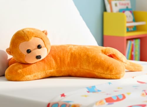 Image of Tickles Monkey Soft Stuffed Plush Animal Bolster Pillow Cushion for Kids Boys & Girls Birthday Gift (Size: 40 cm Color: Orange)