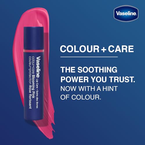 Image of Vaseline Lip Care | Colour+Care Blooming Pink Tinted Lip Balm Stick | up to 24Hr* moisturization | with manuka honey | 3g