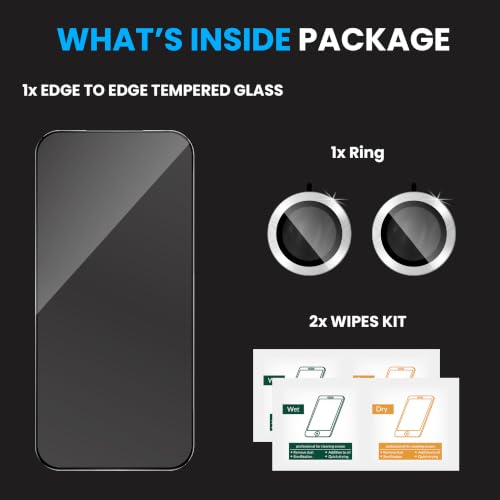 Image of FIRST MART Tempered Glass for Redmi Turbo 5 5G with Silver Camera Ring Guard & Installation Kit | HD Clear Edge-to-Edge Screen Protector, Scratch Resistant, Case-Friendly | Pack of 1