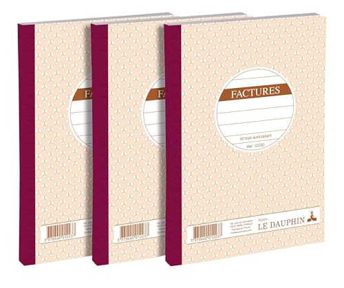 Le Dauphin – Ref. 14265D – Karton mit 42 Manifolds Rechnungen – selbstdurchschreibend – Triplikat (1 Original und 2 Kopien) – 50 Blatt – Format 21 x 14,8 cm – lackierter Einband